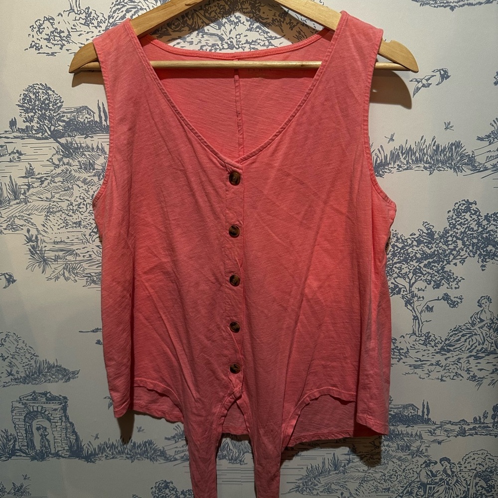 LOFT Pink Sleeveless Button-Front Blouse